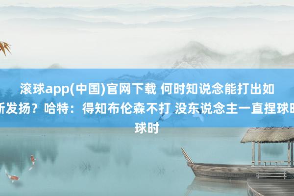 滚球app(中国)官网下载 何时知说念能打出如斯发扬？哈特：得知布伦森不打 没东说念主一直捏球时