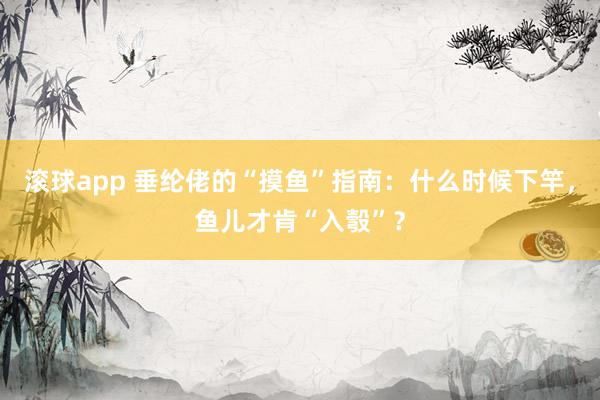 滚球app 垂纶佬的“摸鱼”指南：什么时候下竿，鱼儿才肯“入彀”？