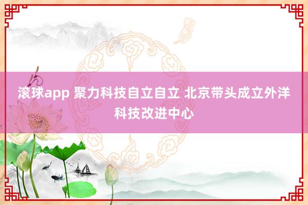滚球app 聚力科技自立自立 北京带头成立外洋科技改进中心