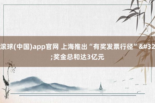 滚球(中国)app官网 上海推出“有奖发票行径” 奖金总和达3亿元