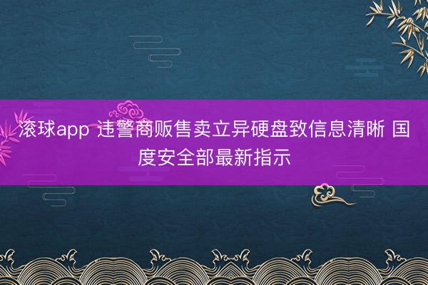 滚球app 违警商贩售卖立异硬盘致信息清晰 国度安全部最新指示