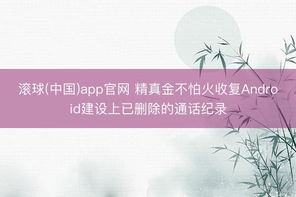 滚球(中国)app官网 精真金不怕火收复Android建设上已删除的通话纪录