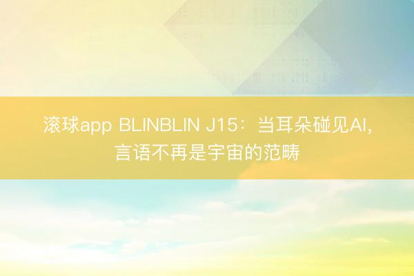 滚球app BLINBLIN J15:当耳朵碰见AI,言语不再是宇宙的范畴