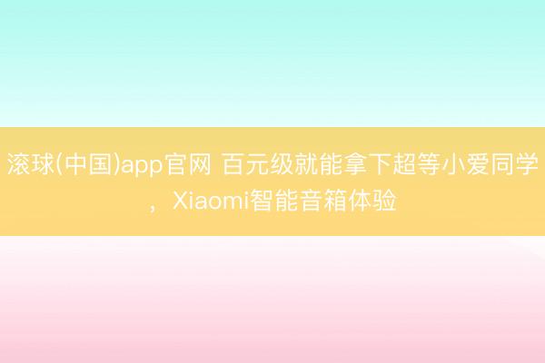 滚球(中国)app官网 百元级就能拿下超等小爱同学，Xiaomi智能音箱体验