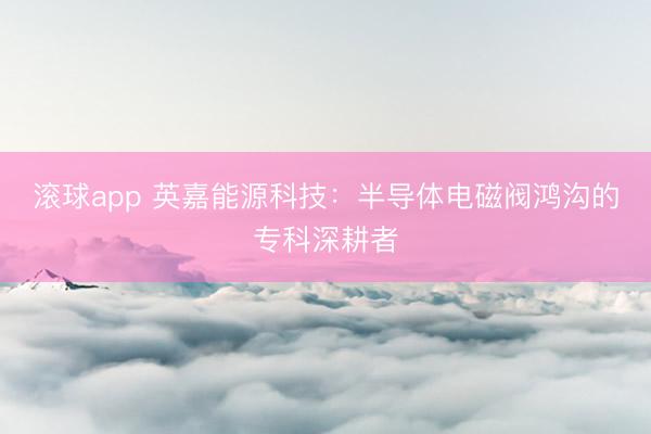 滚球app 英嘉能源科技:半导体电磁阀鸿沟的专科深耕者