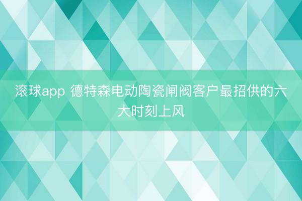 滚球app 德特森电动陶瓷闸阀客户最招供的六大时刻上风