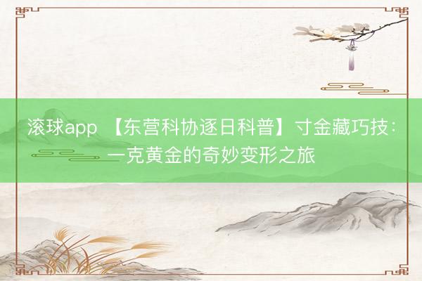 滚球app 【东营科协逐日科普】寸金藏巧技:一克黄金的奇妙变形之旅