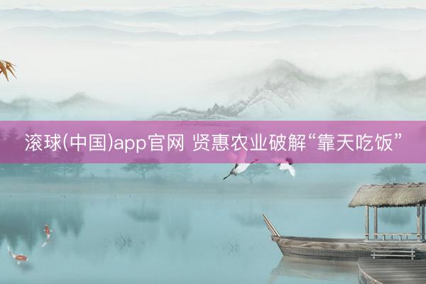 滚球(中国)app官网 贤惠农业破解“靠天吃饭”