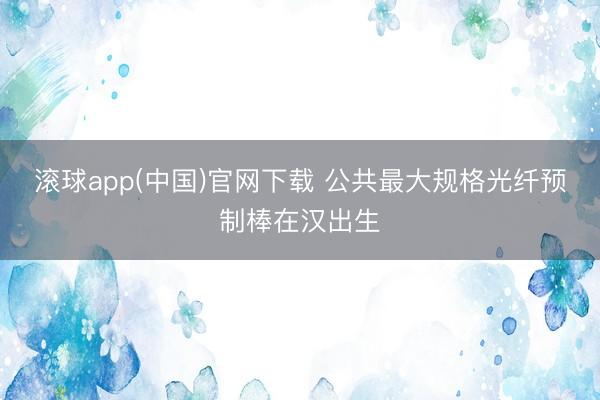 滚球app(中国)官网下载 公共最大规格光纤预制棒在汉出生