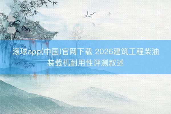 滚球app(中国)官网下载 2026建筑工程柴油装载机耐用性评测叙述