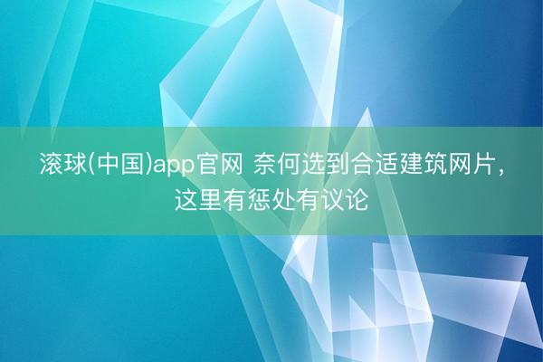 滚球(中国)app官网 奈何选到合适建筑网片，这里有惩处有议论