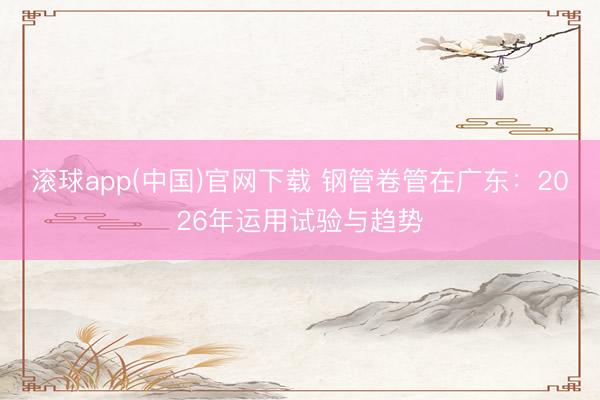 滚球app(中国)官网下载 钢管卷管在广东:2026年运用试验与趋势