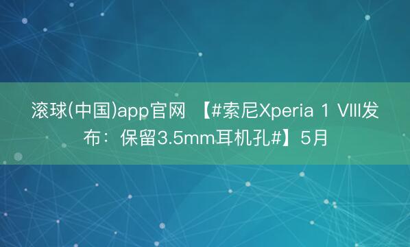 滚球(中国)app官网 【#索尼Xperia 1 VIII发布：保留3.5mm耳机孔#】5月