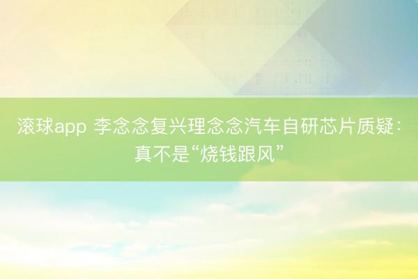 滚球app 李念念复兴理念念汽车自研芯片质疑:真不是“烧钱跟风”