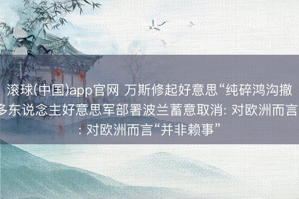 滚球(中国)app官网 万斯修起好意思“纯碎鸿沟撤军”， 4000多东说念主好意思军部署波兰蓄意取消: 对欧洲而言“并非赖事”
