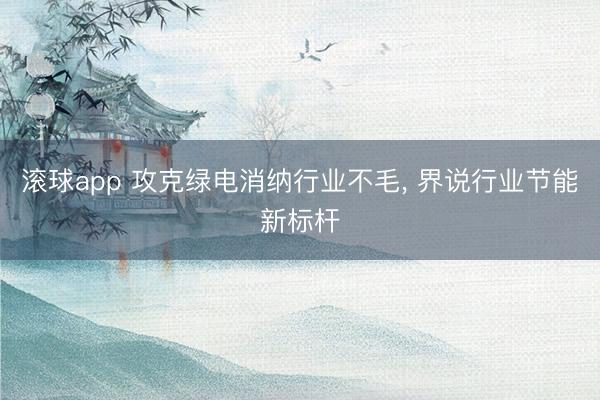 滚球app 攻克绿电消纳行业不毛, 界说行业节能新标杆
