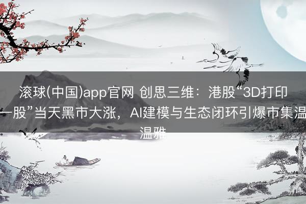 滚球(中国)app官网 创思三维：港股“3D打印第一股”当天黑市大涨，AI建模与生态闭环引爆市集温雅