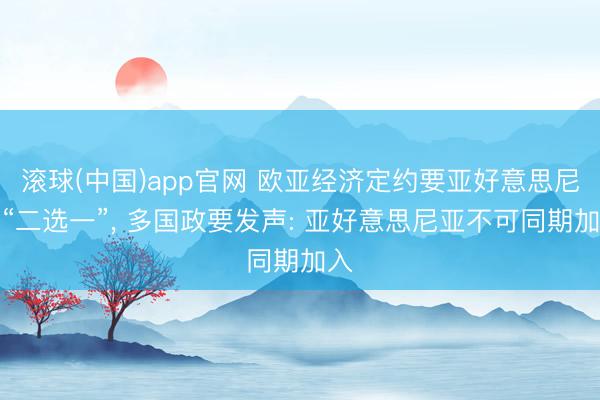 滚球(中国)app官网 欧亚经济定约要亚好意思尼亚“二选一”, 多国政要发声: 亚好意思尼亚不可同期加入