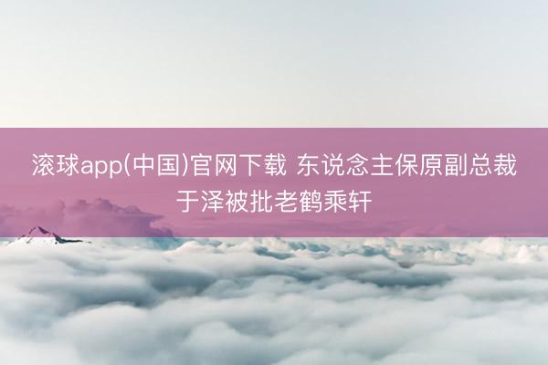 滚球app(中国)官网下载 东说念主保原副总裁于泽被批老鹤乘轩