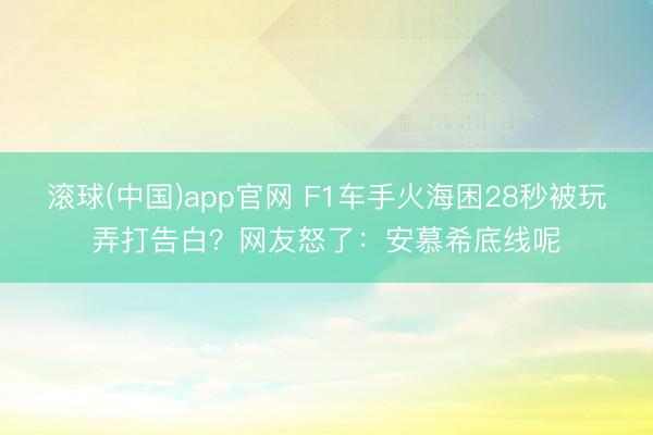 滚球(中国)app官网 F1车手火海困28秒被玩弄打告白？网友怒了：安慕希底线呢