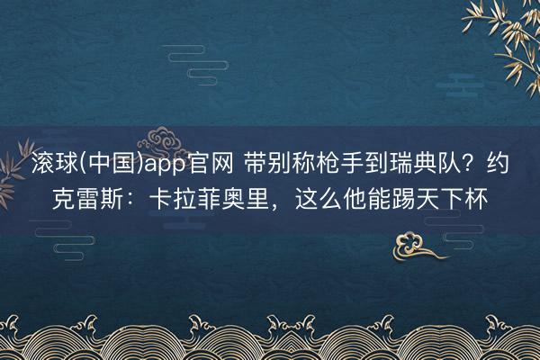 滚球(中国)app官网 带别称枪手到瑞典队？约克雷斯：卡拉菲奥里，这么他能踢天下杯
