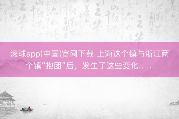 滚球app(中国)官网下载 上海这个镇与浙江两个镇“抱团”后，发生了这些变化……