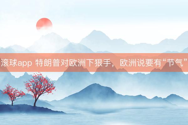 滚球app 特朗普对欧洲下狠手，欧洲说要有“节气”
